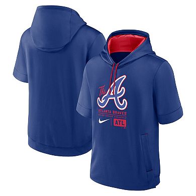 Men's Nike Royal Atlanta Braves City Connect Color Block Short Sleeve Pullover Hoodie