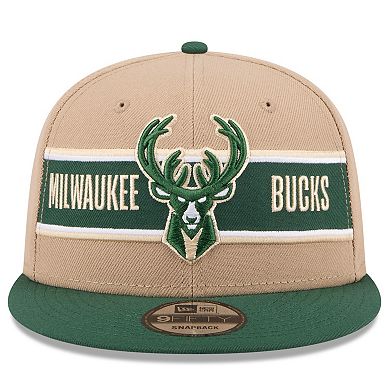 Men's New Era Tan/Hunter Green Milwaukee Bucks 2024 NBA Draft 9FIFTY Snapback Hat