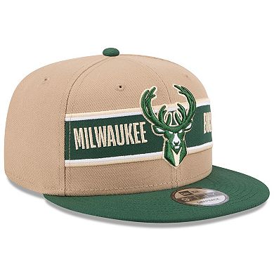 Men's New Era Tan/Hunter Green Milwaukee Bucks 2024 NBA Draft 9FIFTY Snapback Hat