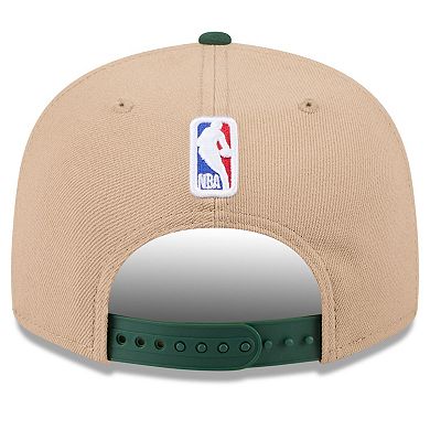 Men's New Era Tan/Hunter Green Milwaukee Bucks 2024 NBA Draft 9FIFTY Snapback Hat