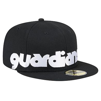 Men's New Era Black Cleveland Guardians Checkered Undervisor 59FIFTY Fitted Hat