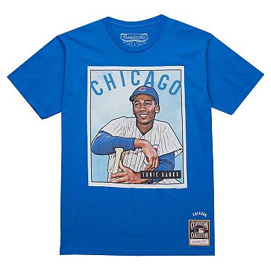 Men's Mitchell & Ness Ernie Banks Royal Chicago Cubs Cooperstown Collection Collectors Connection T-Shirt