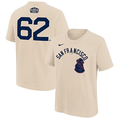 Youth Nike Logan Webb Natural San Francisco Giants 2024 Rickwood Classic Name & Number T-Shirt