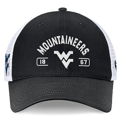 Men's Top of the World Black/White West Virginia Mountaineers Free Kick Trucker Adjustable Hat