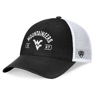 Men's Top of the World Black/White West Virginia Mountaineers Free Kick Trucker Adjustable Hat