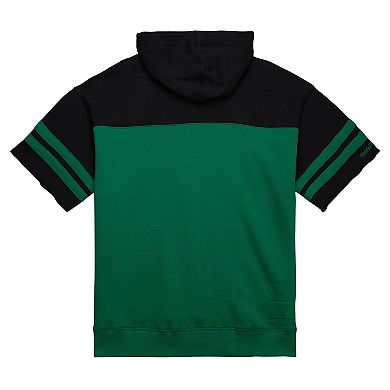 Men's Mitchell & Ness Kelly Green New York Jets  Off Field Vintage Logo Short Sleeve Pullover Hoodie