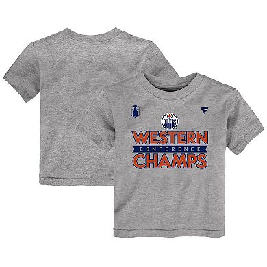 Toddler Fanatics  Heather Gray Edmonton Oilers 2024 Western Conference Champions Locker Room T-Shirt