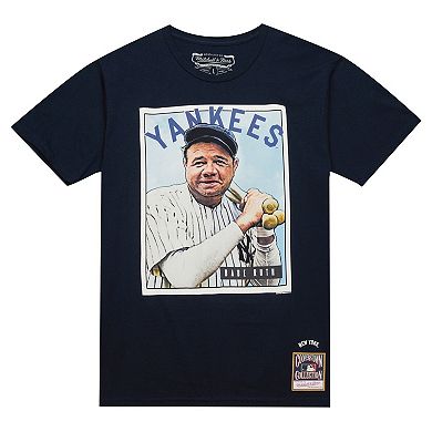 Men's Mitchell & Ness Babe Ruth Navy New York Yankees Cooperstown Collection Collectors Connection T-Shirt