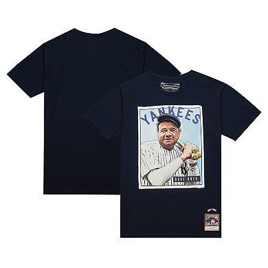 Men's Mitchell & Ness Babe Ruth Navy New York Yankees Cooperstown Collection Collectors Connection T-Shirt