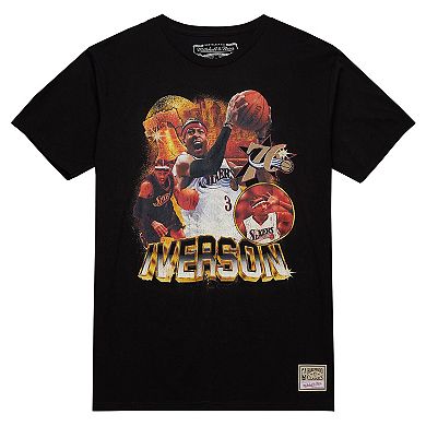 Men's Mitchell & Ness Allen Iverson Black Philadelphia 76ers Collage T-Shirt