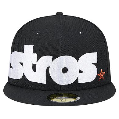 Men's New Era Black Houston Astros Checkered Undervisor 59FIFTY Fitted Hat