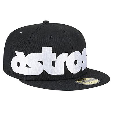 Men's New Era Black Houston Astros Checkered Undervisor 59FIFTY Fitted Hat