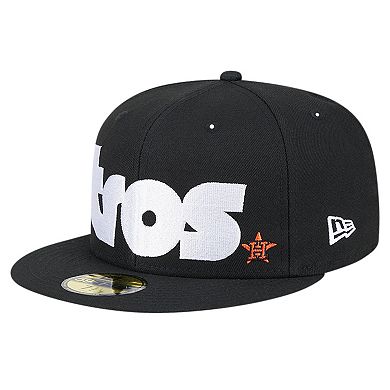 Men's New Era Black Houston Astros Checkered Undervisor 59FIFTY Fitted Hat