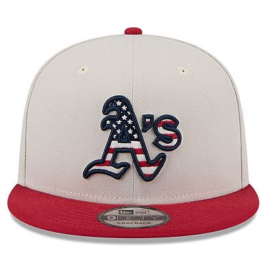 Men's New Era  Khaki/Red Oakland Athletics 2024 Fourth of July 9FIFTY Snapback Hat