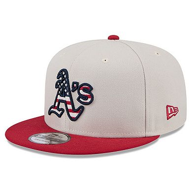 Men's New Era  Khaki/Red Oakland Athletics 2024 Fourth of July 9FIFTY Snapback Hat