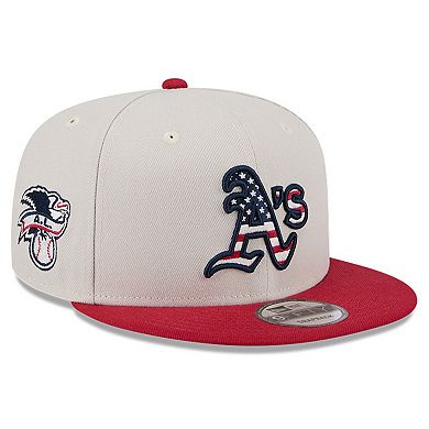 Men's New Era  Khaki/Red Oakland Athletics 2024 Fourth of July 9FIFTY Snapback Hat