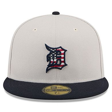 Men's New Era  Khaki/Black Detroit Tigers 2024 Fourth of July 59FIFTY Fitted Hat