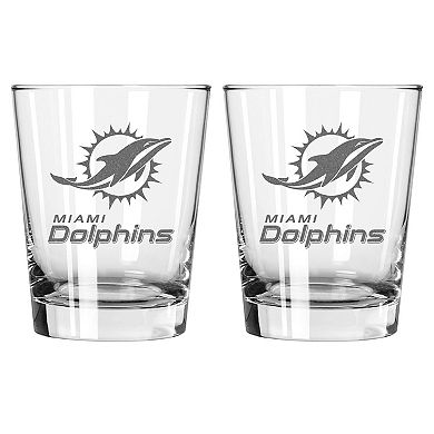 The Memory Company Miami Dolphins 2-Pack 15oz. Double Old Fashioned Glass Set