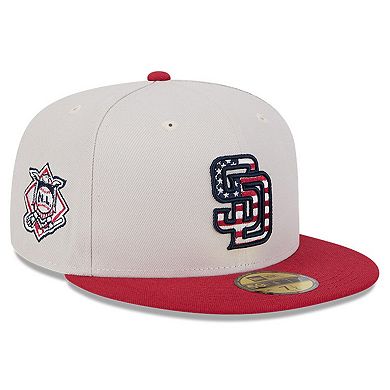 Men's New Era  Khaki/Red San Diego Padres 2024 Fourth of July 59FIFTY Fitted Hat