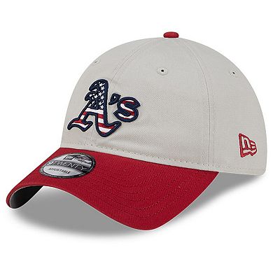 Men's New Era  Khaki/Red Oakland Athletics 2024 Fourth of July 9TWENTY Adjustable Hat
