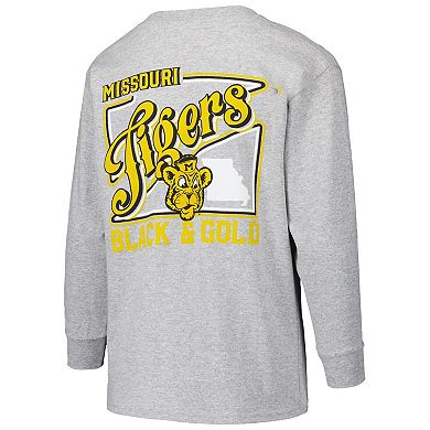 Youth Gray Missouri Tigers Retro Script Long Sleeve T-Shirt