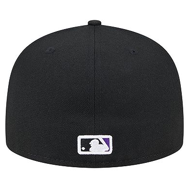 Men's New Era Black Colorado Rockies Checkered Undervisor 59FIFTY Fitted Hat