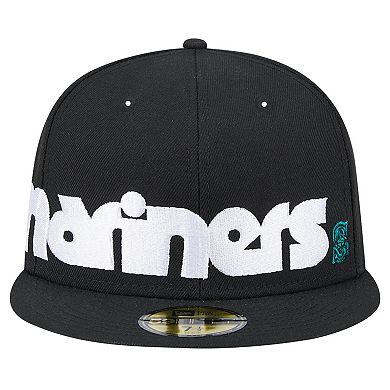 Men's New Era Black Seattle Mariners Checkered Undervisor 59FIFTY Fitted Hat