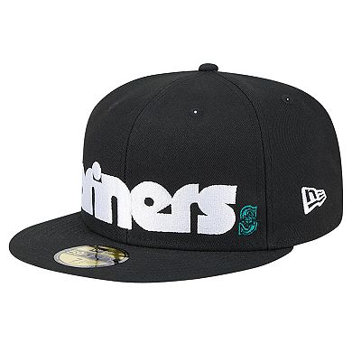 Men's New Era Black Seattle Mariners Checkered Undervisor 59FIFTY Fitted Hat