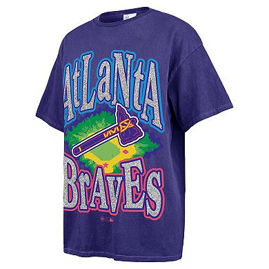 Women's '47 Navy Atlanta Braves Flashing Lights Boyfriend T-Shirt