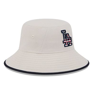 Men's New Era  Khaki Los Angeles Dodgers 2024 Fourth of July Bucket Hat
