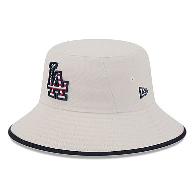 Men's New Era  Khaki Los Angeles Dodgers 2024 Fourth of July Bucket Hat