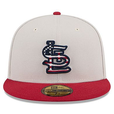 Men's New Era  Khaki/Red St. Louis Cardinals 2024 Fourth of July 59FIFTY Fitted Hat