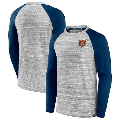 Men's Fanatics Heather Gray/Navy Chicago Bears Fair Shake Raglan Long Sleeve T-Shirt