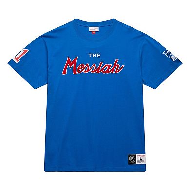 Men's Mitchell & Ness Mark Messier Blue New York Rangers Premium Nickname Vintage Logo T-Shirt