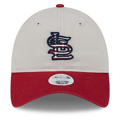 Women's New Era  Khaki/Red St. Louis Cardinals 2024 Fourth of July 9TWENTY Adjustable Hat