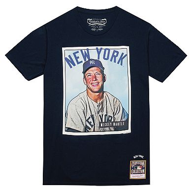 Men's Mitchell & Ness Mickey Mantle Navy New York Yankees Cooperstown Collection Collectors Connection T-Shirt