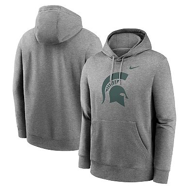 Men's Nike Heather Gray Michigan State Spartans Primetime Evergreen Club Fleece Pullover Hoodie