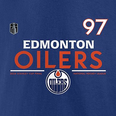 Men's Fanatics Connor McDavid Royal Edmonton Oilers 2024 Stanley Cup Final Authentic Pro Name & Number T-Shirt