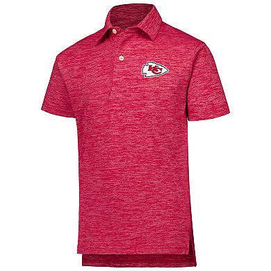 Youth Wes & Willy Red Kansas City Chiefs Cloudy Yarn Polo