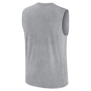 Men's Nike Heather Gray Duke Blue Devils Primetime Legend Lock Up Performance Muscle Tank Top