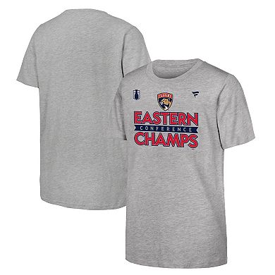 Youth Fanatics  Heather Gray Florida Panthers 2024 Eastern Conference Champions Locker Room T-Shirt