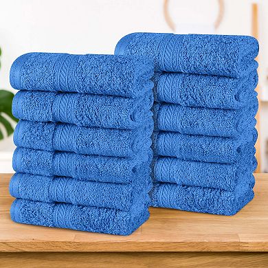 SUPERIOR 12-Piece Atlas Cotton Plush Soft Washcloth Set
