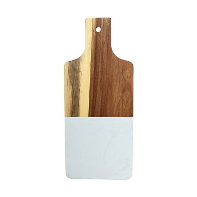 White Marble And Acacia Wood Handled Board