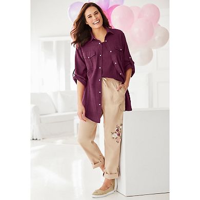 Woman Within Women's Plus Size Cotton Gauze Bigshirt