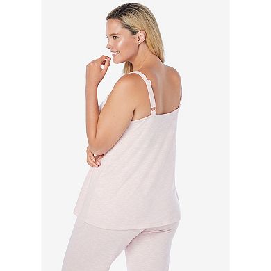 Dreams & Co. Women's Plus Size Marled Lace-trim Sleep Tank