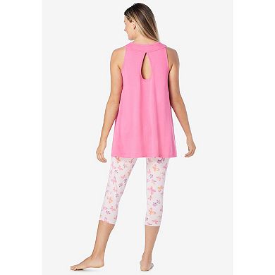 Dreams & Co. Women's Plus Size Scoopneck Tank & Capri Legging Pj Set