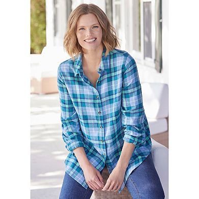 Woman Within Women's Plus Size Classic Flannel Shirt