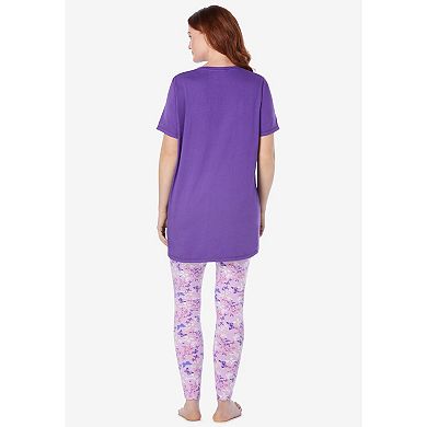 Dreams & Co. Women's Plus Size Graphic Tunic Pj Set