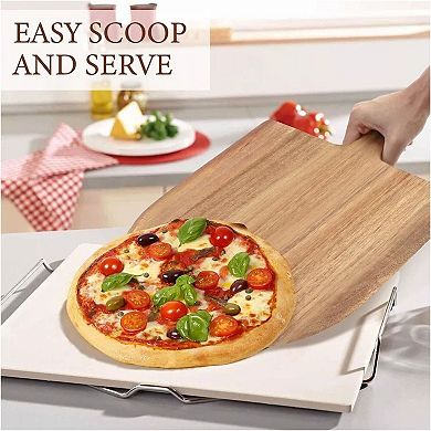 Wooden Pizza Peel And Serving Paddle Board