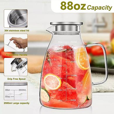 2.5l Lite Glass Pitcher With Lid
